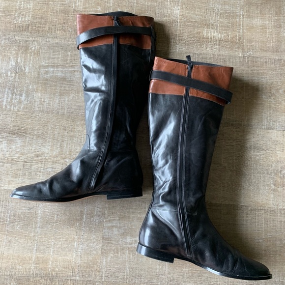 Cole Haan NikeAir Tall Knee High Riding Black Brown Leather Boots Women’s 9B - Picture 6 of 16